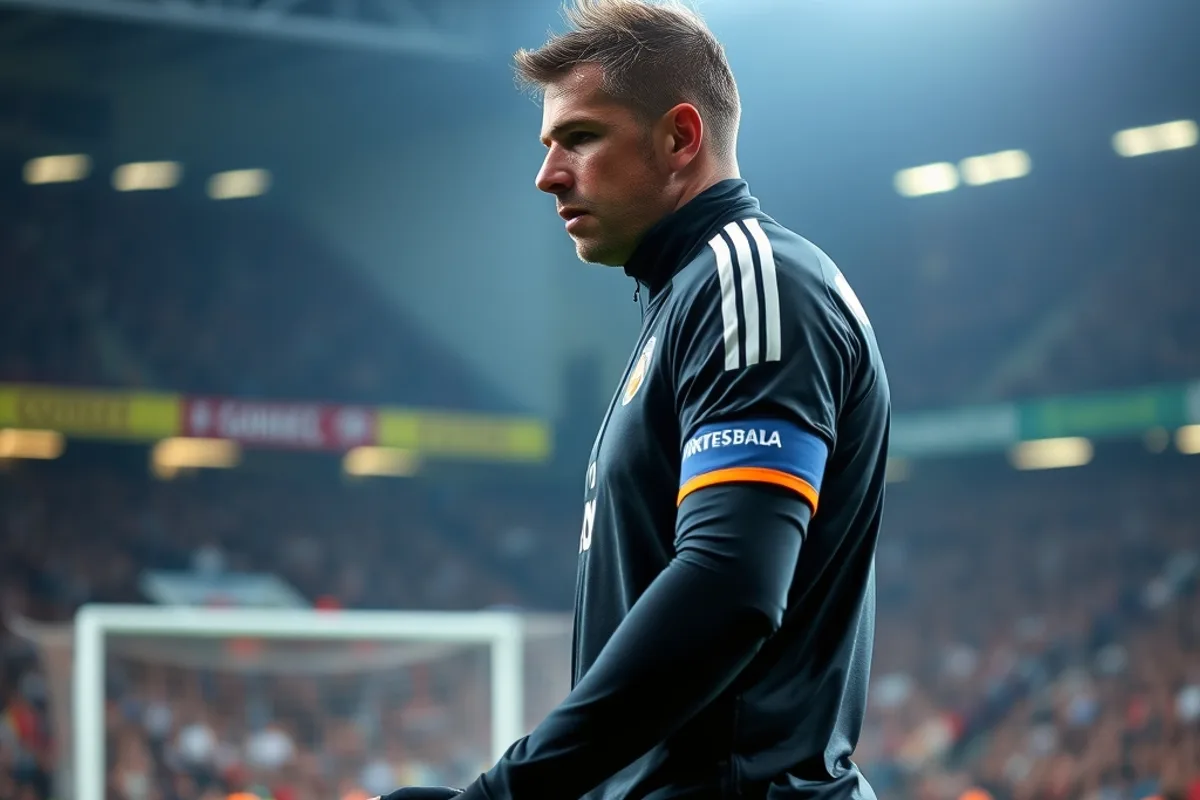 A substitute warming up beside the pitch in the closing minutes