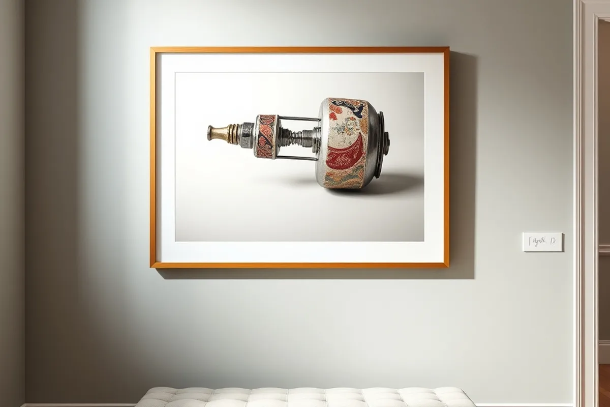 A gallery wall showing a photograph of an object in its new home